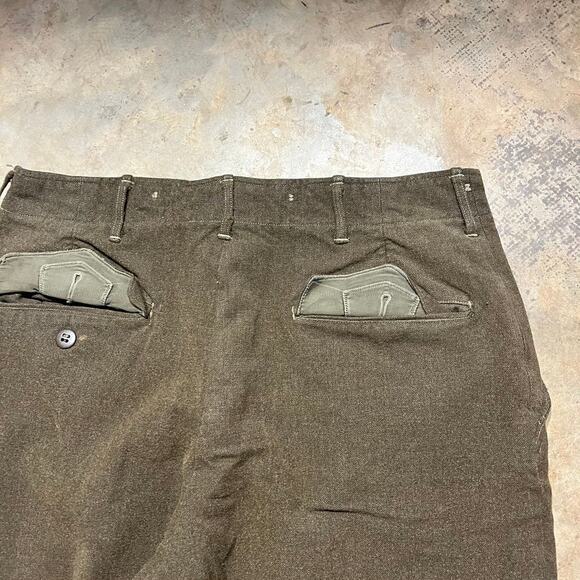 Vintage WW2 Army Military Green Wool Trousers Pants 32x28 - Picture 4 of 5